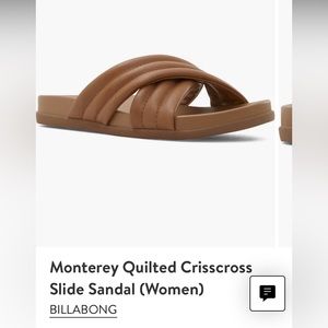 Brand new billabong slide crisscross faux leather sandal womens size 8.5